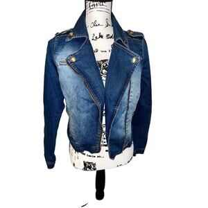Jou Jou Denim Collection Women's Blue Jean Jacket Size S Pockets EUC